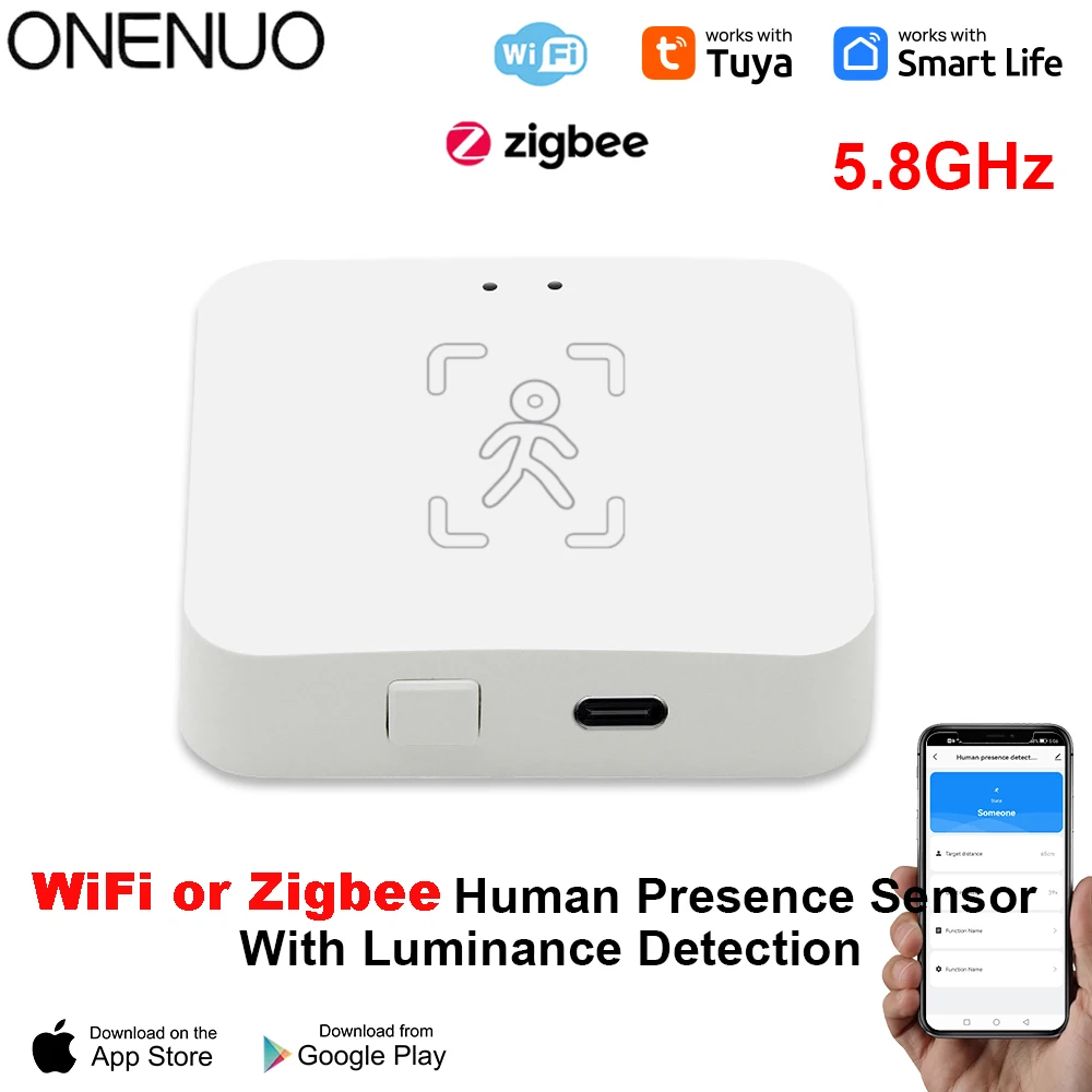 Tuya WiFi/Zigbee Human Presence Sensor MmWave Radar Detector With Luminance Sensor For Smart Home replace PIR Sensor