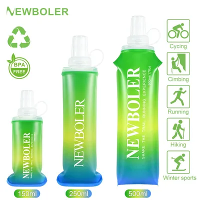 NEWBOLER 150ml 250ml 500ml Water Bottle TPU Folding Soft Flask Sport Water Bottle Water Bag Collapsible Water Bottle Run Camping