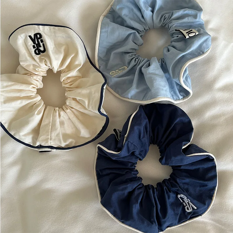 Neue Scrunchies Einfarbig Brief Gedruckt Haar Krawatte Einfache Süße Frische Elastische Haarband Frauen Haar Zubehör Image