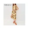 TWOTWINSTYLE Hit Farbe Druck Zwei Stück Set Für Frauen P Hals Kurzarm Top Highwaist Röcke Elegante Sets Weibliche Mode Neue