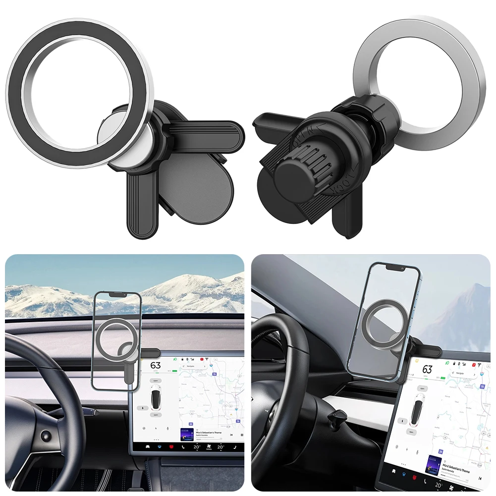 Magnetischer Autotelefonhalter für Tesla Model 3, Auto-Display, 360-Grad-Drehung, starker Magnet, Autohalterung, Auto-Lüftungs-Telefonhalterung Image