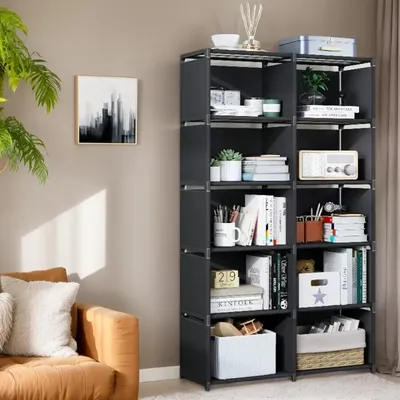 Easy Assembly Bookshelf Study Bedroom Storage Multi-Layer Book Closet Square Storage Rack Living Room Study Room and Bedroom
