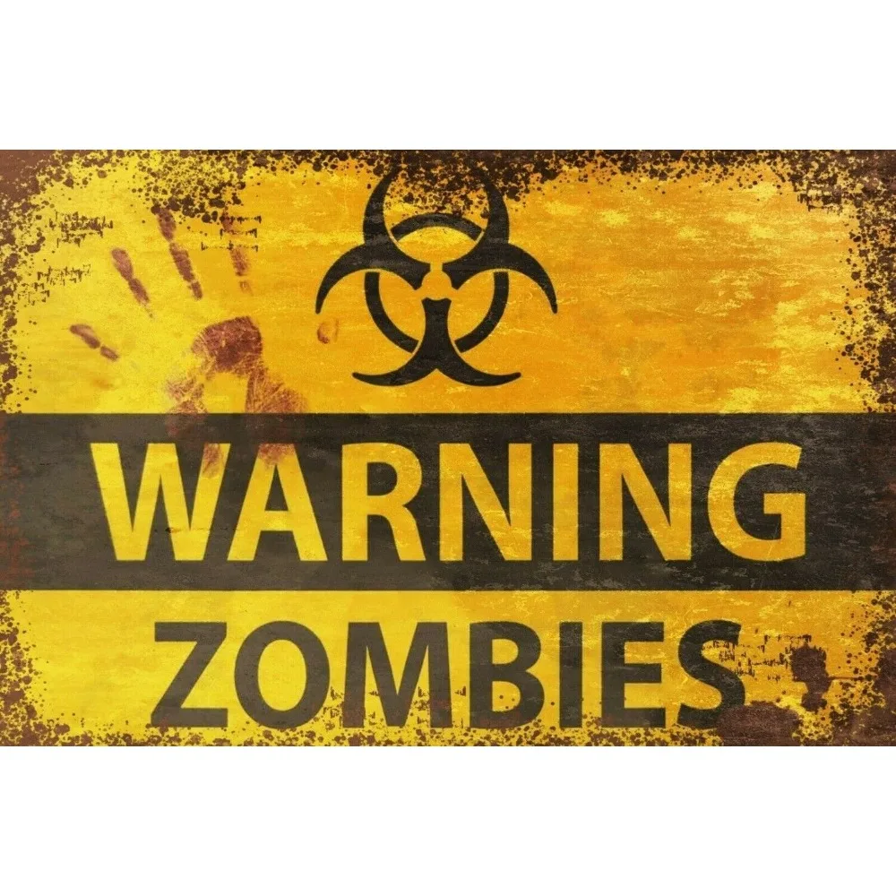 Zombie Warning Vintage Retro-Stil Metallschild, Menschenschuppen, Gaming, Science-Fiction