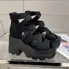 9 CM Sommer Sandalen Quadratische Absätze Turnschuhe Frauen Strand Flip Flop Hohe Plattform Casual Sandalen Atmungsaktive Wanderschuhe Hausschuhe Größe 42