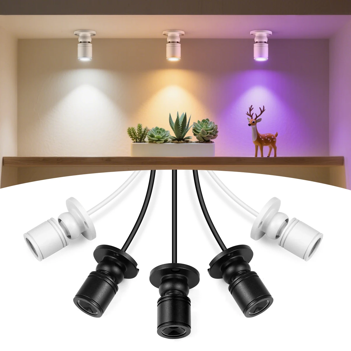 USB-Aufladung, Mini-LED-Strahler, oberflächenmontiertes Schrank-Downlight, 1 W, Wand- und Deckenleuchte, Foyer-Dekor, 8 Farben, einfach zu installieren