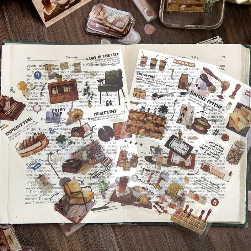 1Pack Handbuch Liefert PET Paket Sammelalbum Material Retro Vintage Literarischen Dekorative Schöne Tägliche Papier 210*95MM Image