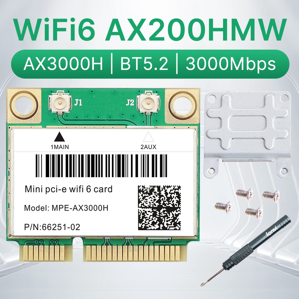 Wifi 6 AX200HMW 3000 Mbit/s Drahtlose Wifi Karte Bluetooth 5,2 802,11 ax/ac AX3000H Dual Band 2,4 Ghz/5 Ghz Netzwerk Adapter Für Win10/11 Image