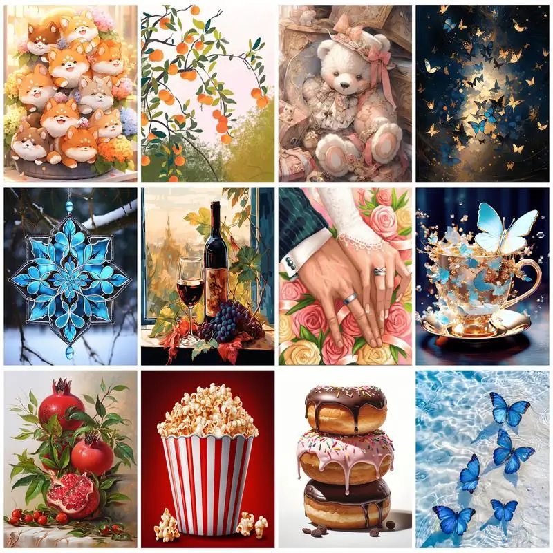 RUOPOTY Malen nach Zahlen, Bild, Zeichnung, Schmetterling, Tier, Blume, Obst, moderne Farbmarker, handgefertigte Zeichnung auf Leinwand, Dekoration Image