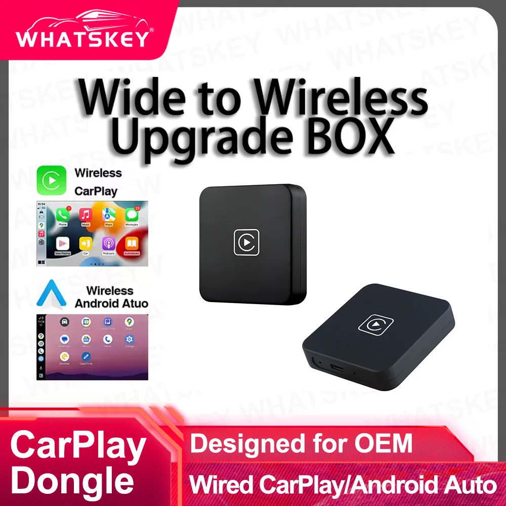 Adapter für CarPlay & Android Auto | Doppelte Bluetooth + WLAN Verbindung | Für Opel, Volkswagen, Skoda, Hyundai, Nissan, Toyota, Ford, Honda | Kompatibel mit VW Golf, BMW 3er, Mercedes A-Klasse, Audi Image