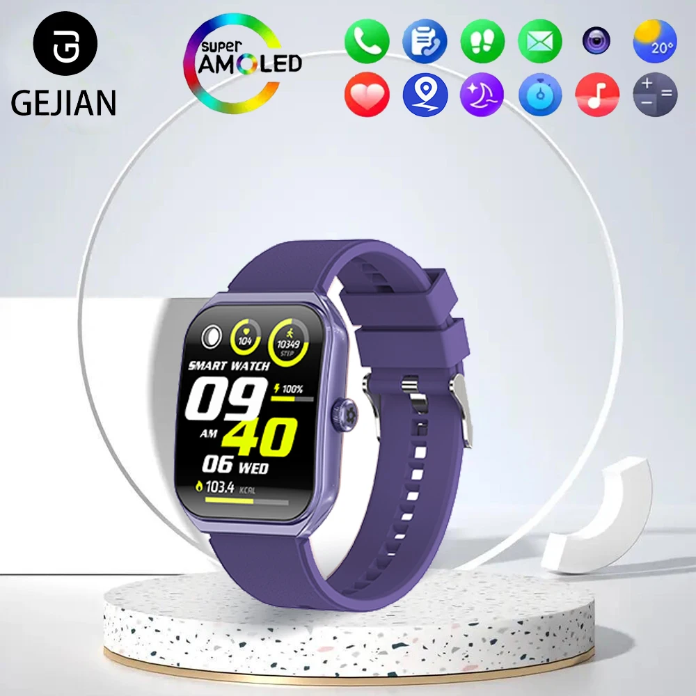 GEJIAN 2025 Neue Smartwatch 1,9 Zoll AMOLED Full Touch gebogener Bildschirm 410 * 502 Herzfrequenzüberwachung Bluetooth Anruf Smartwatch Image