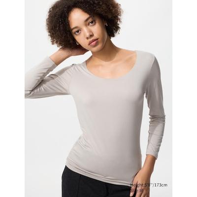 Uniqlo - Heattech Scoop Neck T-shirt (long Sleeve) - Light Grey