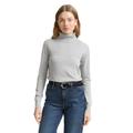 Rollkragenpullover TOM TAILOR, Damen, Gr. XS, grau (medium silber grau melange), Obermaterial: 60% Baumwolle, 40% Viskose, meliert, casual, regular fit taillenbedeckt, Langarm Rippbündchen, Pullover, mit Rippbündchen