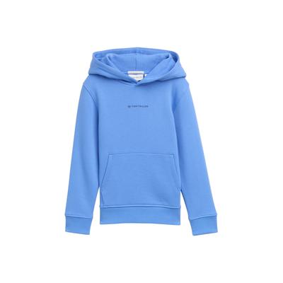 Hoodie TOM TAILOR, Jungen, Gr. 116/122, blau (soft mid blau), Sweatware, Obermaterial: 100% Baumwolle, modisch, regular fit, Rundhals, Kurzarm Bündchen, Sweatshirts, mit Kapuze und Kängurutasche Image
