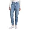 Mom-Jeans TOM TAILOR DENIM, Damen, Gr. 27, N-Gr, blau (used mid stone blau denim), Denim/Jeans, Obermaterial: 99% Baumwolle, 1% Elasthan, unifarben, modisch, skinny fit knöchelfrei, Jeans, im Five-Pocket Style