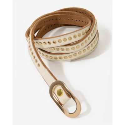 Boston Proper - Off White - Skinny Studded Buckle Belt - Large
