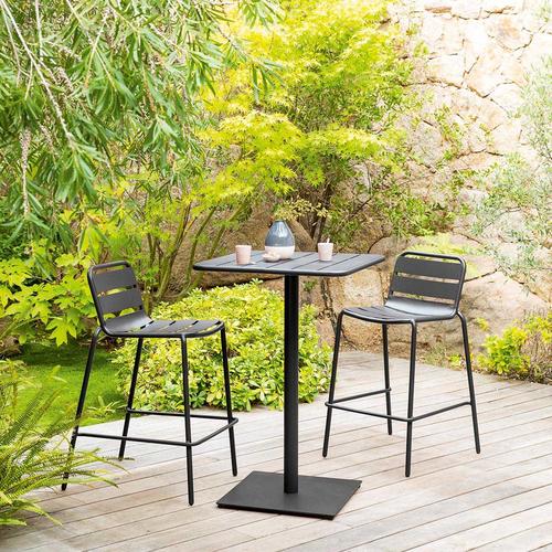 Table haute de jardin PHUKET Graphite 2 places - Acier traité époxy, Traitement antirouille renforcé Hespéride