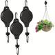 3 Pack Pulley Plant Hanger Adjustable Heavy Duty, Retractable Hanging Hook for Indoor Outdoor Garden, Hanging Basket, Planter, Bird Feeder
