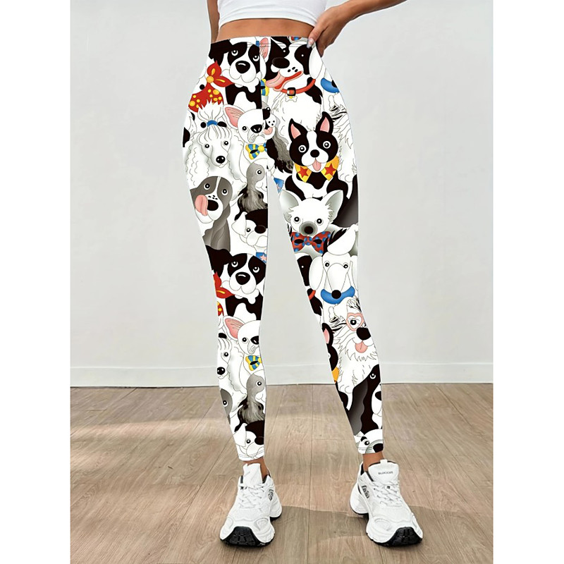 Women's Leggings Punk Active Vacation Ankle-Length High Waist Graphic Animal Cat 3D Print Quick Dry Breathability Soft Stretchy Outdoor Home Causal Black White Rainbow Gray Fall Skinny