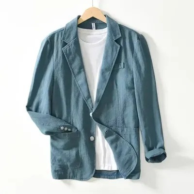 Breathable Men's Blazer Suit Jacket for Men Black Coat for Summer Business Lightweight Male Clothes 2025
