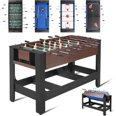 54” 4-in-1 Swivel Multi-Game Table - Combo Game Table Set for Kids, Adults - Indoor and Outdoor Arcade Sports Table - Air Hockey