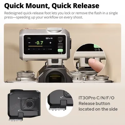 iT30Pro C/N/S/F/O iFlash Camera Flash Speedlite HSS TTL 2.4G Wireless Pocket Flash for Canon Nikon Sony Fuji Olympus