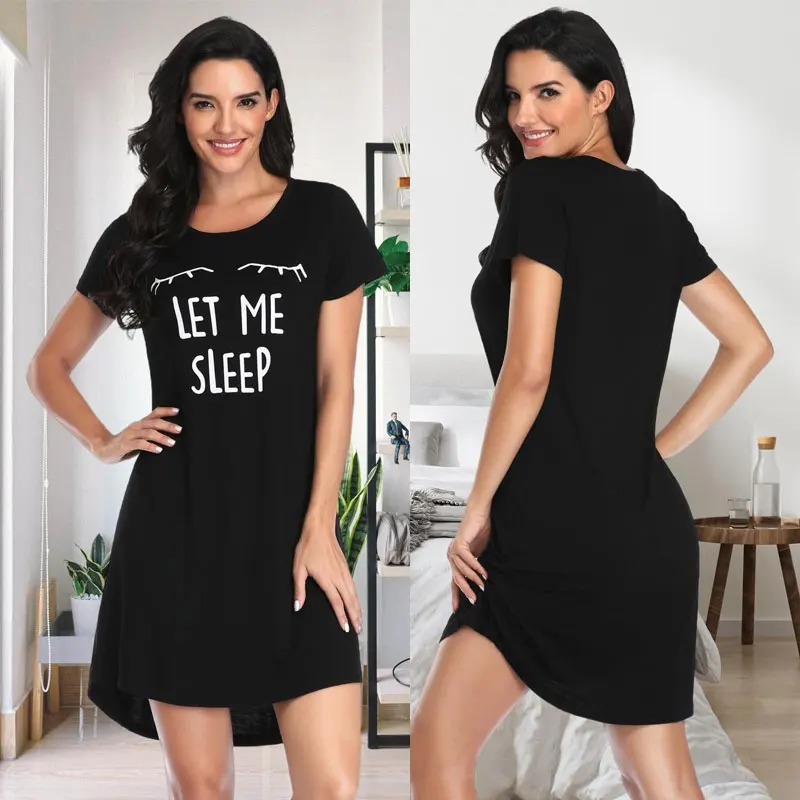 Abito da notte estivo Camicia da notte da donna Indumenti da notte sexy Abito da notte morbido Indumenti da notte in bambù Camicia da notte a maniche corte Camicie da notte sexy carine