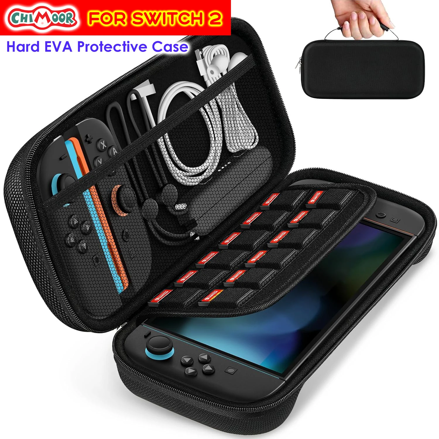 Premium-Hartschalen-Tragetasche für Switch 2 (2025), kompakte Reisetasche mit Innentaschen für Konsole, Joy-Cons-Zubehör Image