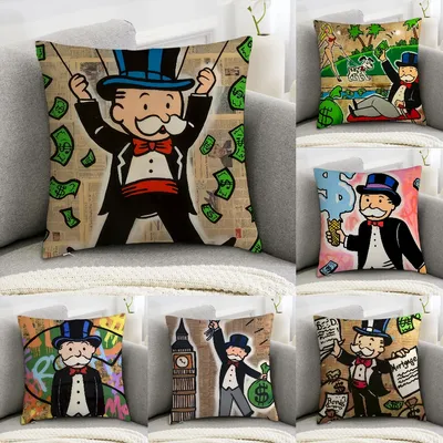 Spiel M-Monopoly Kissenbezug Sofa Dekorativ Zuhause Doppelseitiger Druck Plüsch Quadratisch Dekokissenbezüge Kissen Dekorbezug Image