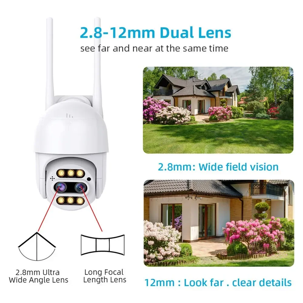 Wifi Video Überwachung Kamera 8Mp 4Mp 4K Ptz IP Kamera 8X Zoom Dual Objektiv Menschliches Erkennen CCTV Kamera Outdoor CCTV Image
