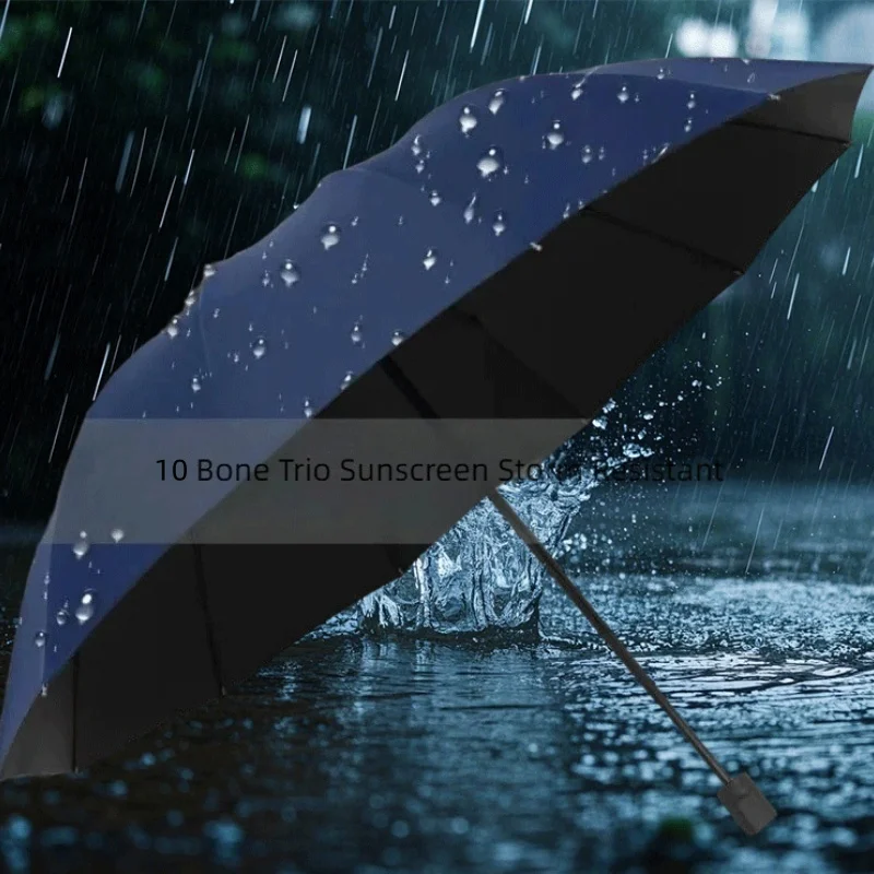 130 cm großer Sonnenschirm mit schwarzer Beschichtung, UPF50+, manuell offen, umgekehrtes Design, 10 Rippen, große Größe Image