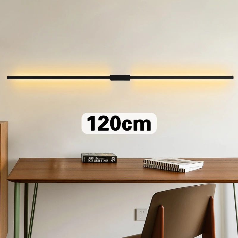 LED Schwarz lange Wandleuchte Innen nordischen Stil lange LED Wandleuchte Dekoration Schlafzimmer Wohnzimmer Sofa Hintergrund