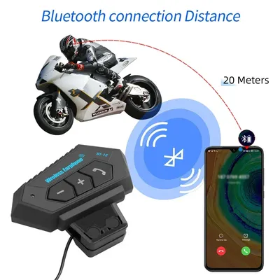 BT12 Motorrad Helm Headset Stereo Bluetooth Kopfhörer Drahtlose Freisprecheinrichtung Mic Kopfhörer Musik-Player Für Motorrad Fahrer Image