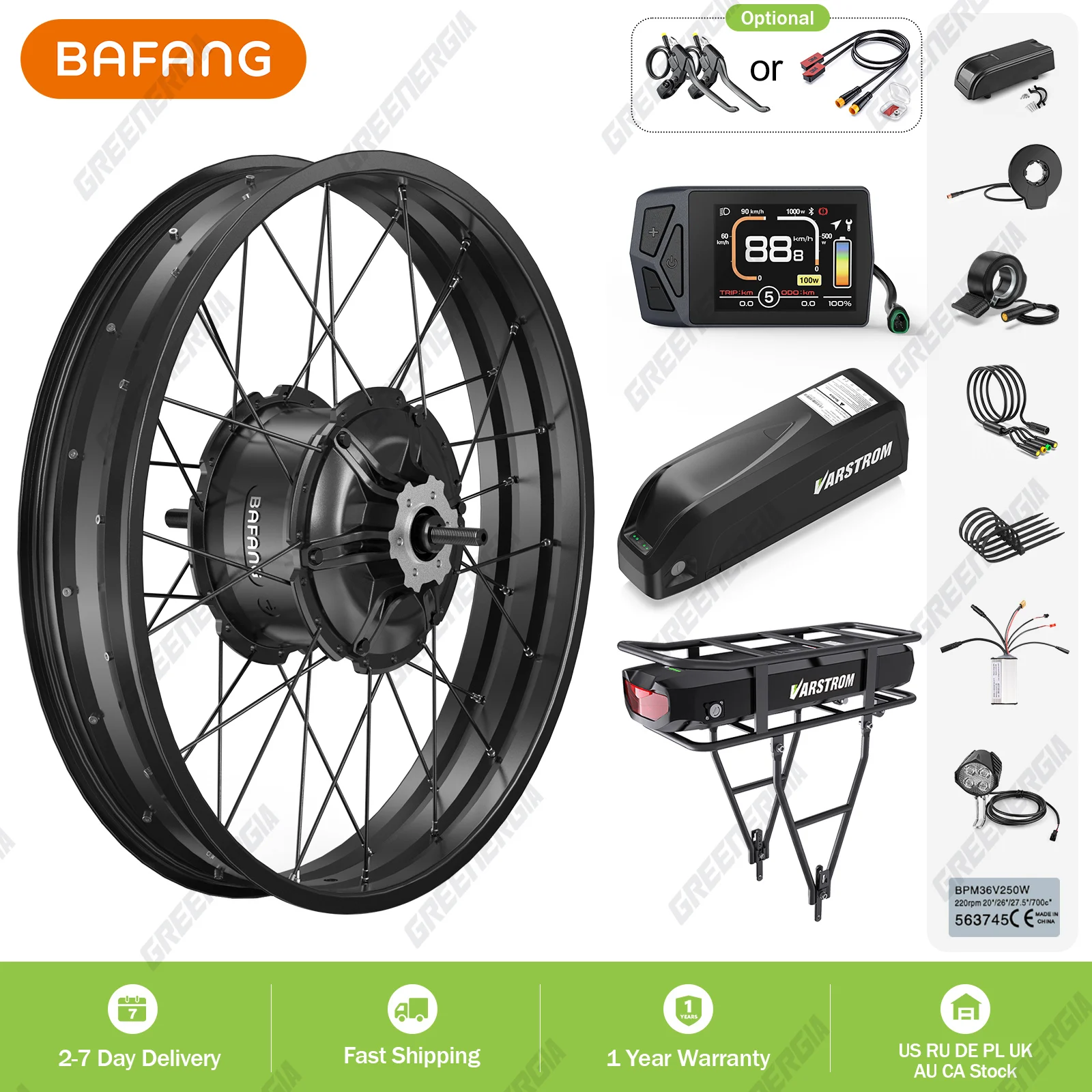 Bafang Hinterradnabenmotor 48 V 1000 W G062.1000 DC Elektrofahrrad-Umrüstsatz mit Scheibenbremse für 20/26 Zoll Fat Bike Electronic Kit Image