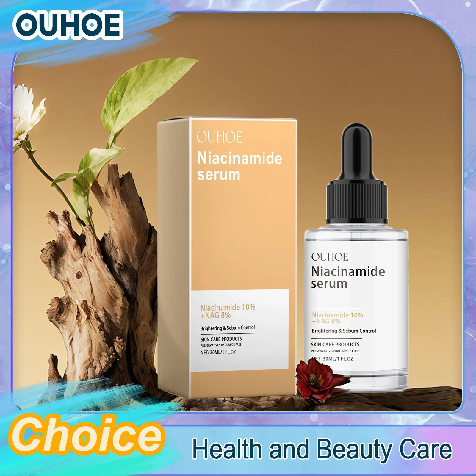 Nikotinamid-Gesichtsserum, original aufhellend, feuchtigkeitsspendend, glättend, erfrischend, verkleinert die Poren, Gesichtsessenz, flüssige, strahlende Hautpflege Image