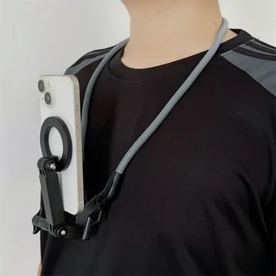 Freihändiger tragbarer Hals-Telefonständer, universelles magnetisches Hängestativ für Magsafe IPhone 16, Gopro Pov Vlog, Selfie-Stick-Einbeinstativ
