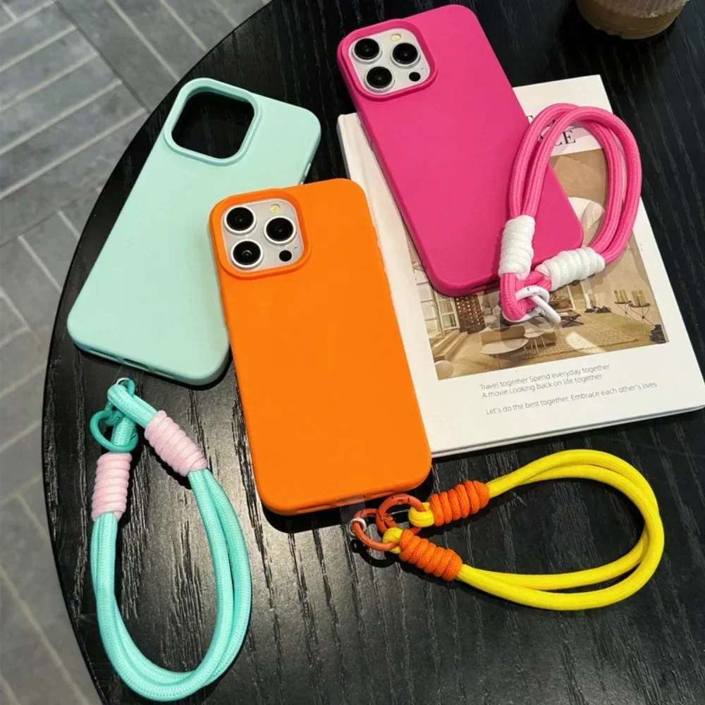 Handyhülle mit Lederstruktur und Handschlaufe für iPhone 16 Pro Max 15 14 Plus 13 12 11 XS XR X Armband Weiche TPU-Rückseite Image