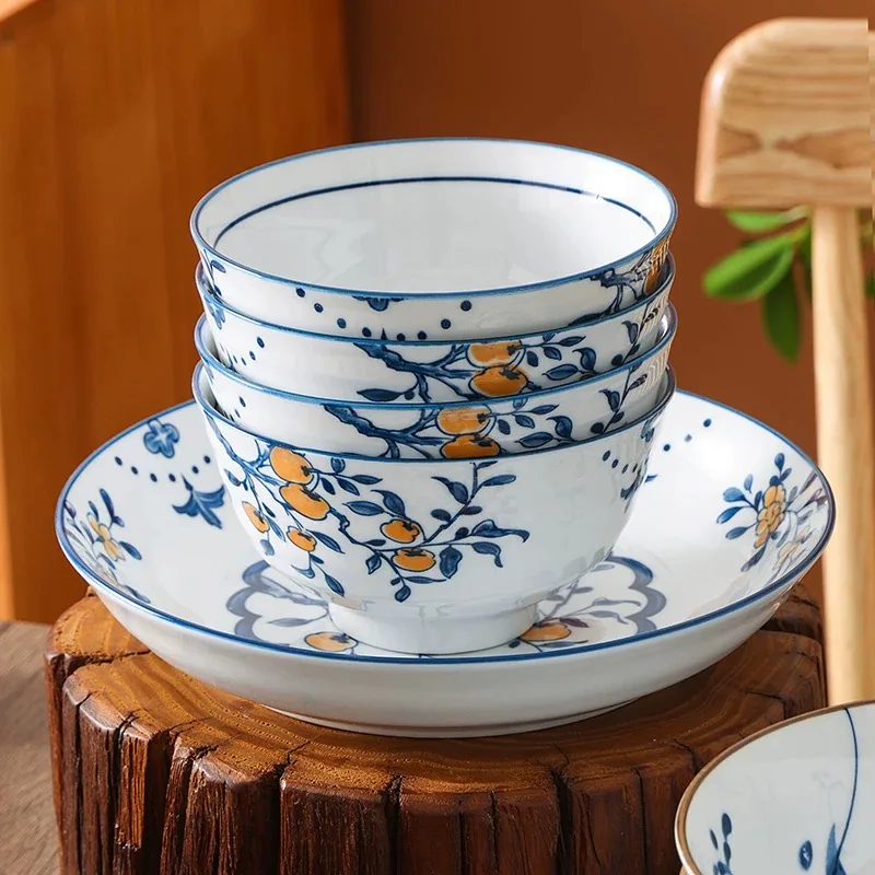 Neue Stil Keramik Schüssel Unterglasur Keramik Geschirr Suppe Schüssel Reis Ramen Schüssel Gemalt Küche Geschirr Zubehör Image