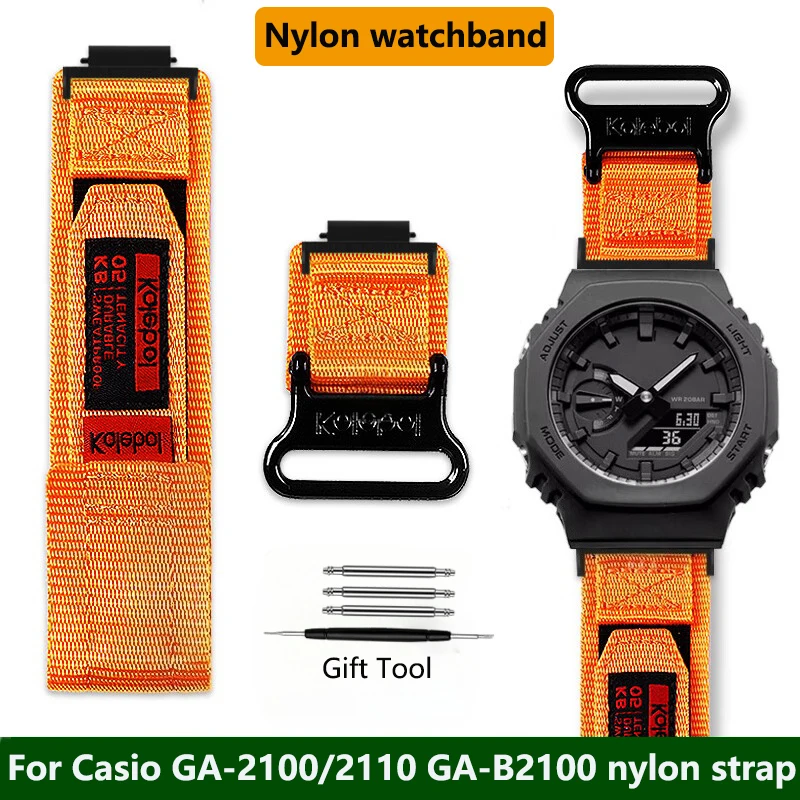 Nylon-Uhrenarmband für Casio G-SHOCK-Serie GA-2100/GA2110 GA-B2100 GM-2100, modifiziertes, atmungsaktives, wasserdichtes Canvas-Armband Image