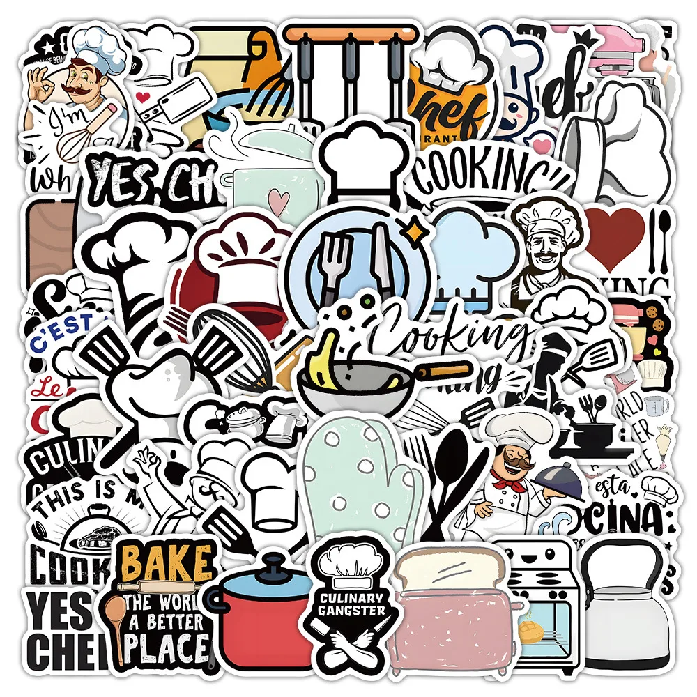 54PCS Koch- und Küchengeschirr Graffiti-Aufkleber Kochen Kleine Objekte DIY Aufkleber Kinder Briefpapier Telefon Tasse Koffer Aufkleber Image