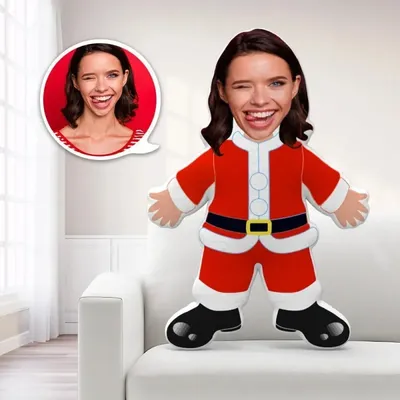 Benutzerdefiniertes Gesichtskissen Benutzerdefiniertes Kissen Gesichtskörperkissen Personalisiertes Fotokissen Geschenkkissen Spielzeug Weihnachtsmann Wurfkissen MiniMe Kissen Image
