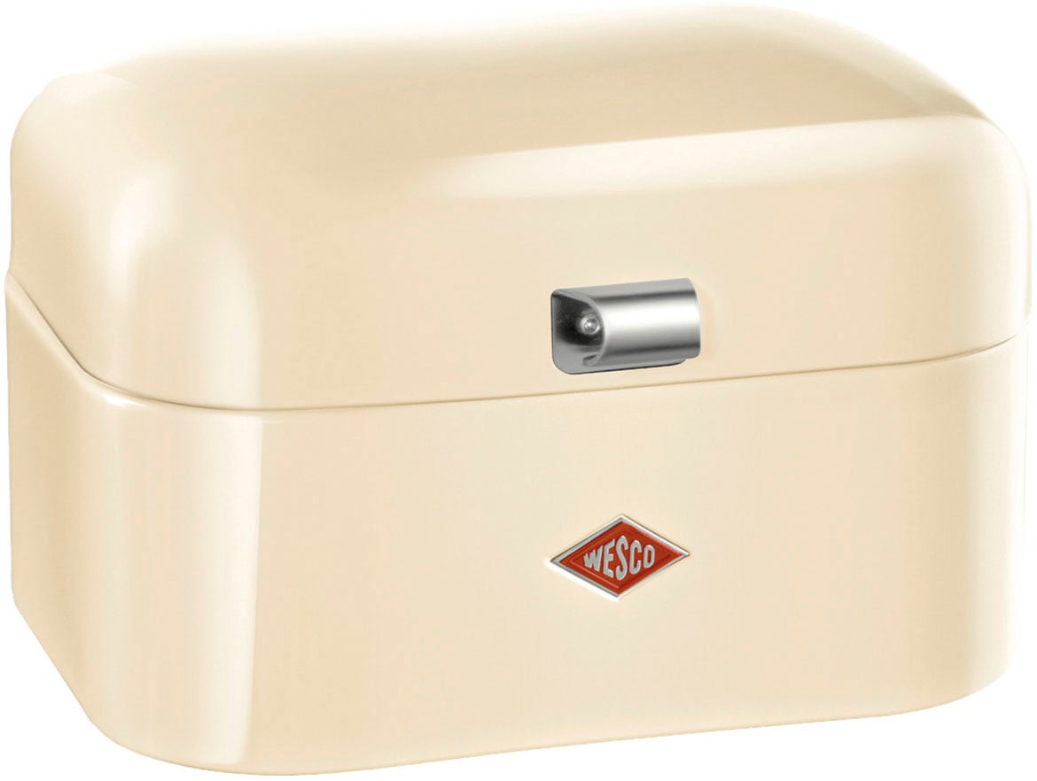 Brotkasten WESCO "Single Grandy - Brotdose", braun (mandel), B:26,8cm H:17,5cm, Lebensmittelaufbewahrungsbehälter, Brotkasten, Lüftungslöcher auf der Rückseite, Metallschaniere