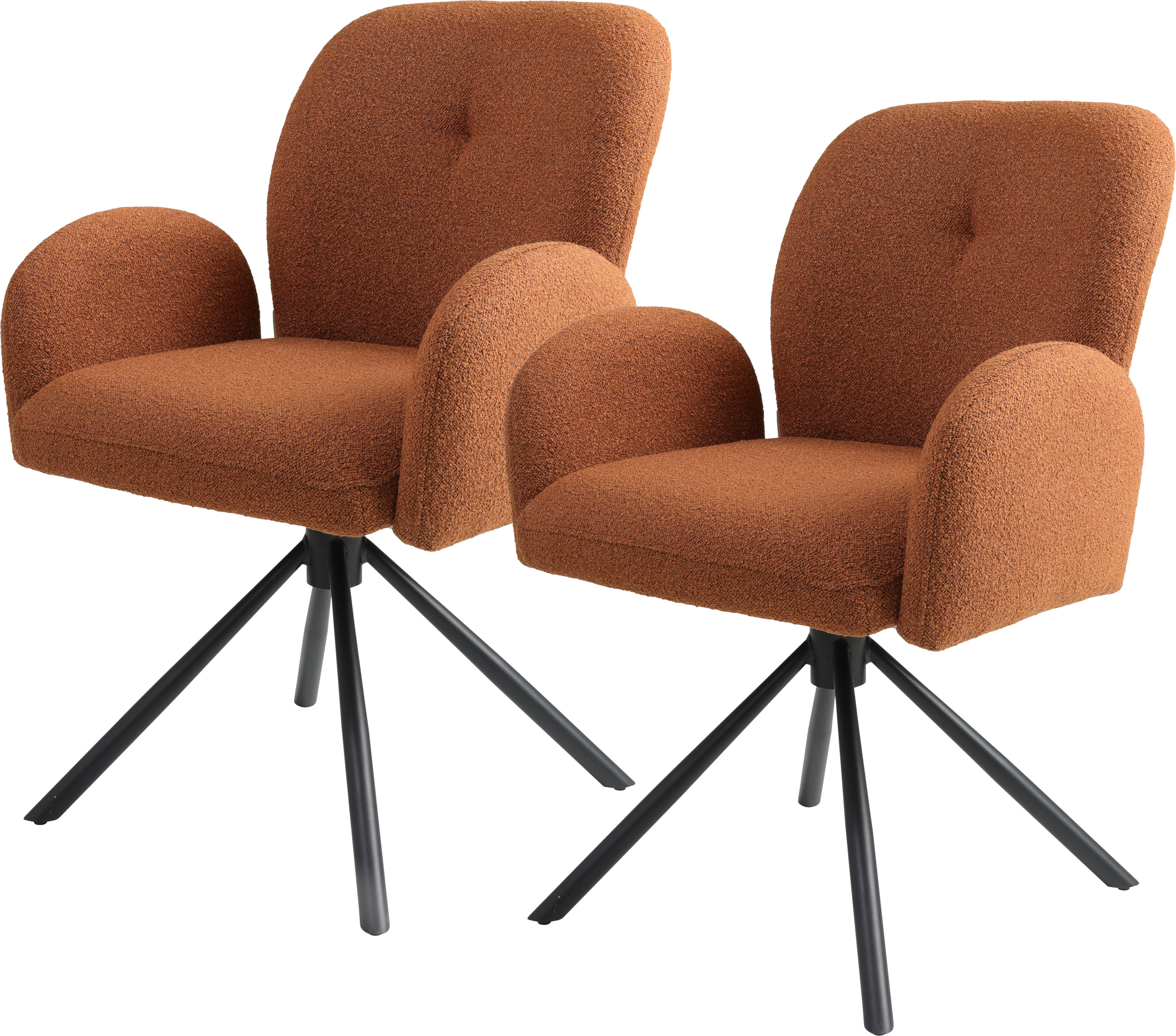 Armlehnstuhl TOM TAILOR HOME "PEBBLE ARMCHAIR", schwarz (rusty rot, schwarz, schwarz), B:63cm H:87cm T:63,5cm, Metall, Stoff, Stühle, Esszimmerstuhl, mit Armlehnen, 4-Fußgestell, 140 kg belastbar, drehbar Image