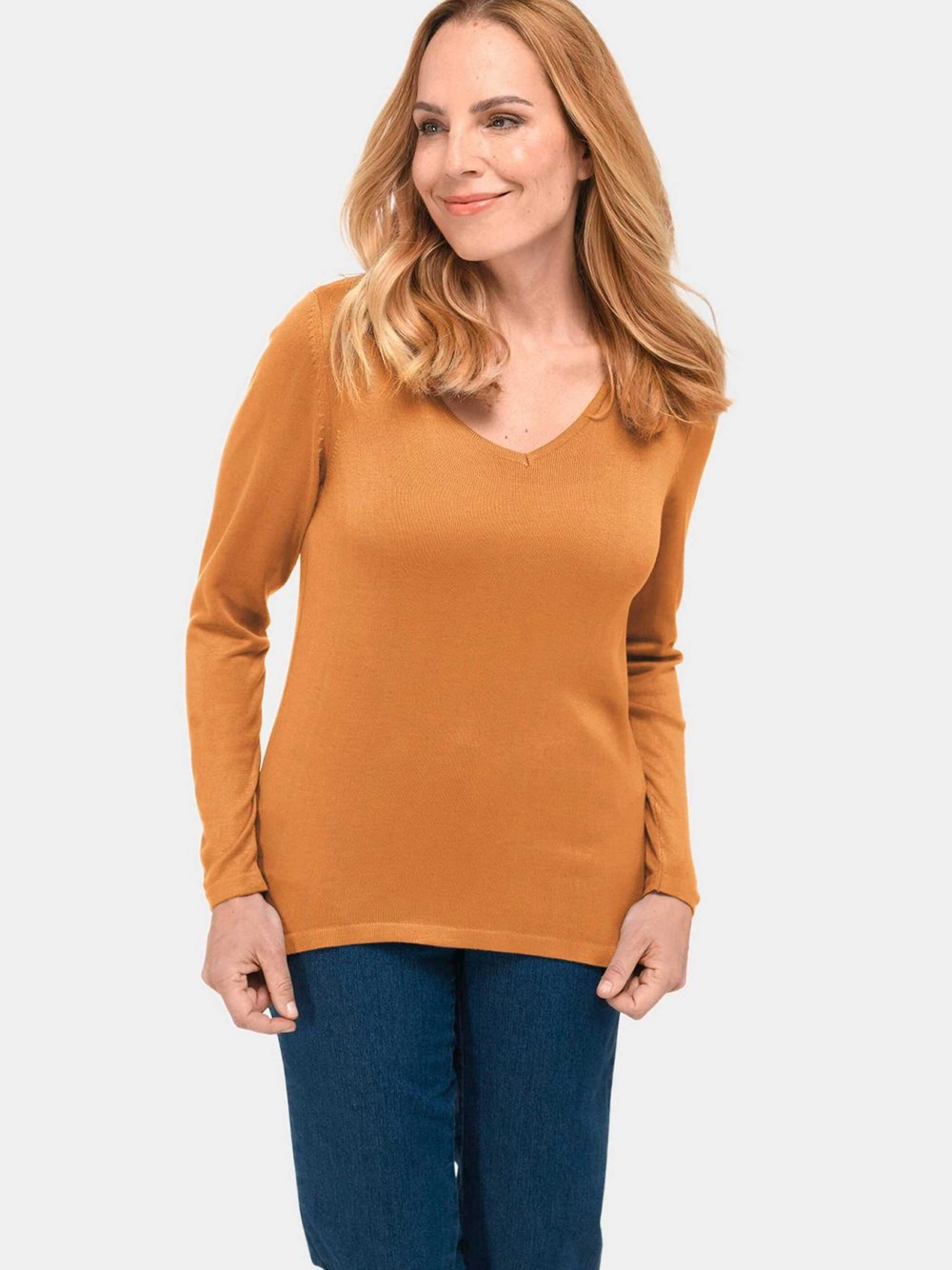 Goldner Strickpullover Damen gelb, 42 Image