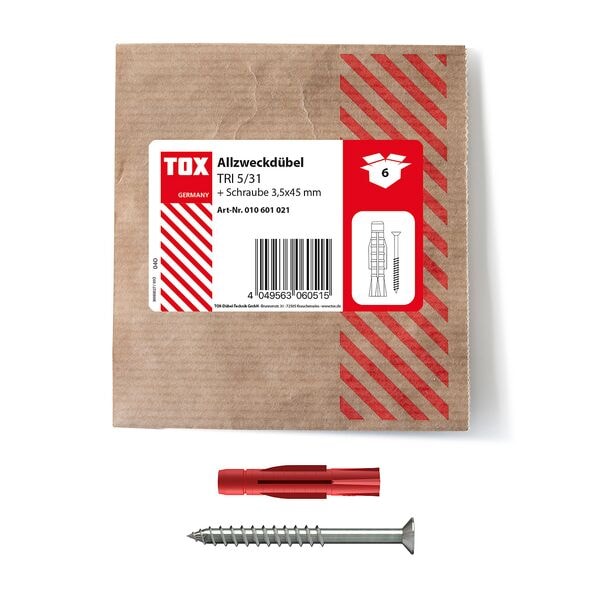 TOX Dübel- und Schrauben-Sortiment »TRI 5/31« 6 Stück grau Image