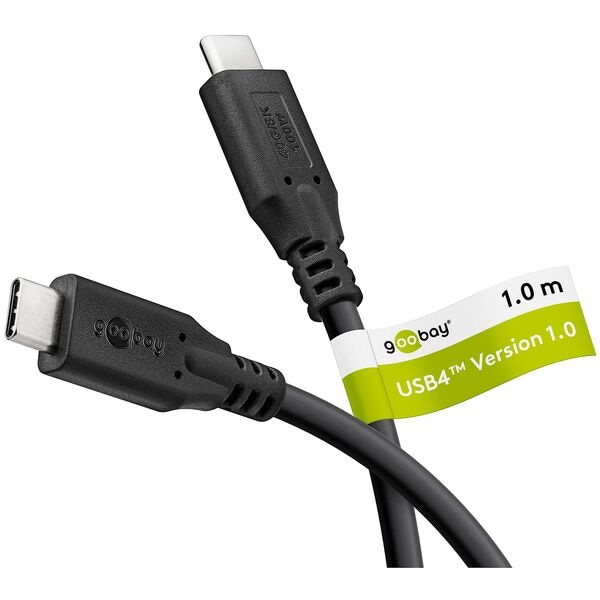 goobay USB-Kabel USB 4 100W schwarz 1.0 m schwarz