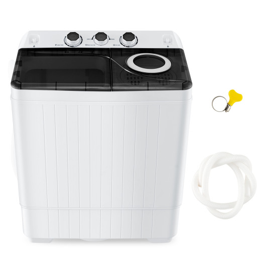 Costway 26 lbs Semi-Automatic Twin Tub Washing Machine with Drain Pump-Black