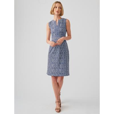 J.McLaughlin Women's Lola Sleeveless Dress in Ogaden Gate Navy/Off White, Size Small | Nylon/Spandex/Catalina Cloth