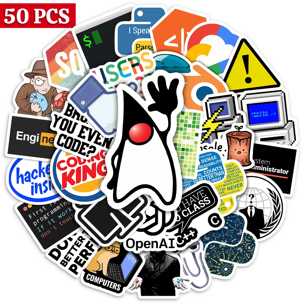 Autocollants de programmation Hacker, développement de langues, Logo d