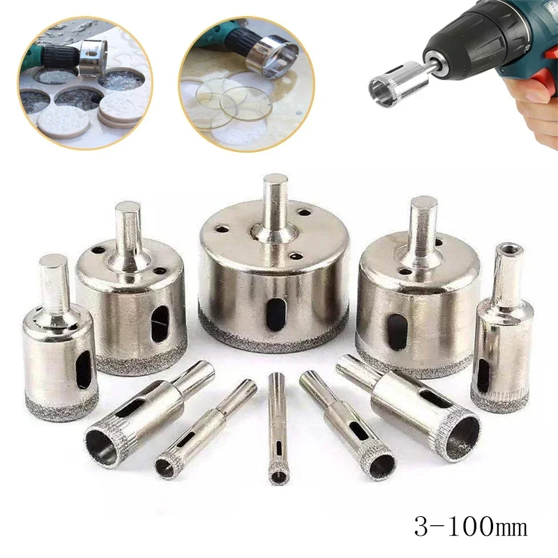 1–10 Stück diamantbeschichteter Lochsägen-Bohrschneider, 3–100 mm Diamanten-Kernbohrer für Bohren von Glas, Marmor, Fliesen, Granit Image