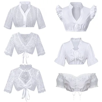 Traditionelle Dirndl-Bluse für Damen, bayerisches Oktoberfest-Crop-Top für Damen, Cosplay, Blusas, Bierfest-Kostüme Image